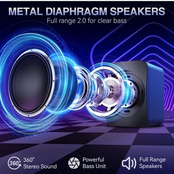 Computer Speakers, RGB PC Speakers, 3.5mm USB Powered Aux Speaker - Picture 6 of 10